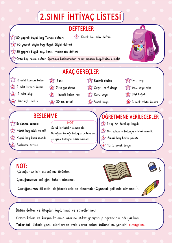 İHTİYAÇ LİSTESİ 2. SINIF