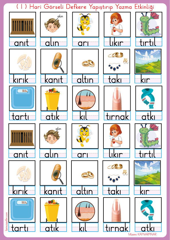 ( I ) Hari Görseli Defkere Yapıştırıp Yazma Etkinliği